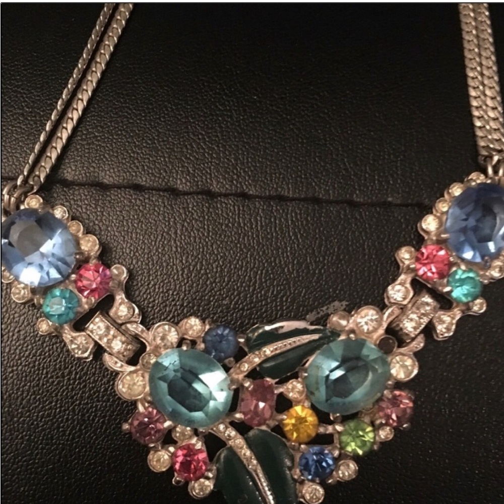 Sorbet Pastel vintage exquisite rhinestone embellished necklace Dress Up Outfit